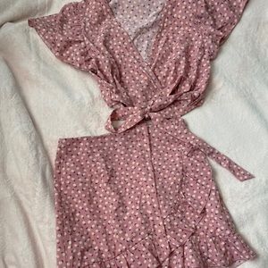 floral wrap top and skirt set from shein